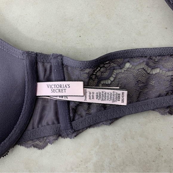 Victoria's Secret Women Size 32C Bra Purple Floral Lace Dream Angels Push Up - Picture 7 of 7